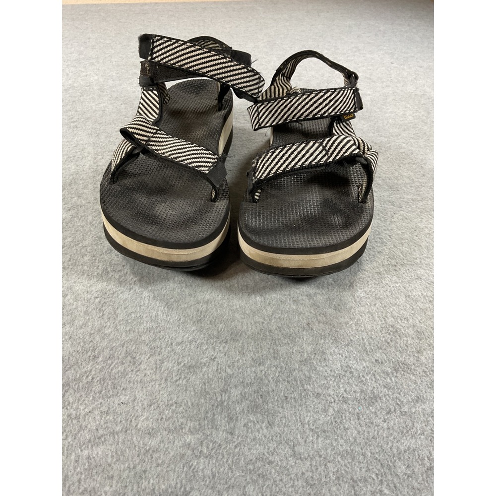 Teva Midform Universal Platform Sandals Black White Stripe Womens 8 S/N 1013111